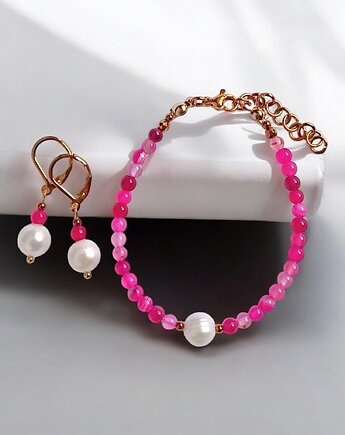 RAZEM TANIEJ! bransoletka & kolczyki : fuchsia & pearl collection, kaktusia