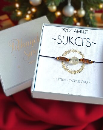 Amulet - SUKCES - świąteczne pudełko - cytryn, tygrysie oko