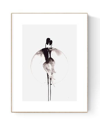 Grafika 21X30 malowana ręcznie na papierze, MiniMalArt
