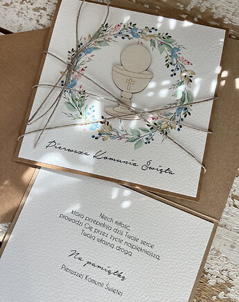 Kartka na komunię - pamiątka komunii ręcznie robiona Prezent, sorte