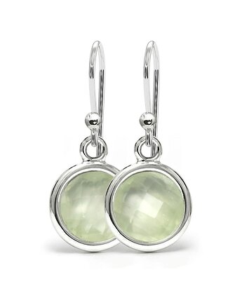 Aura - Srebrne kolczyki z prehnitem, Kuźnia Srebra