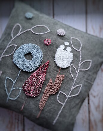 Nowość! Poduszka dekoracyjna kwiaty boho, PUCHAKI