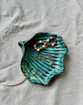 Ceramiczna muszla na biżuterię turkus, Makatka Polka Ceramiczna