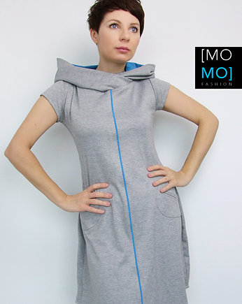 Sukienka z Kapturem szara by momo, momo fashion