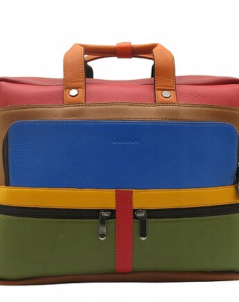 Aktówka torba na laptopa skórzana rączki regulowany pasek kieszenie OLIVKA, Olivka Warsaw