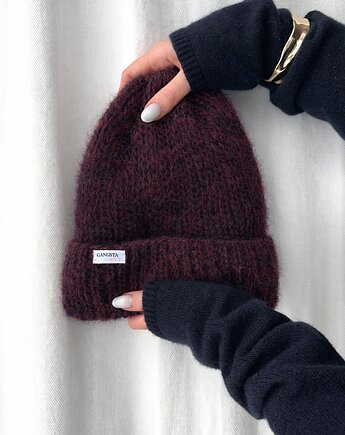 Czapka Kinu z alpaki i jedwabiu  handmade, GANGSTA KNIT