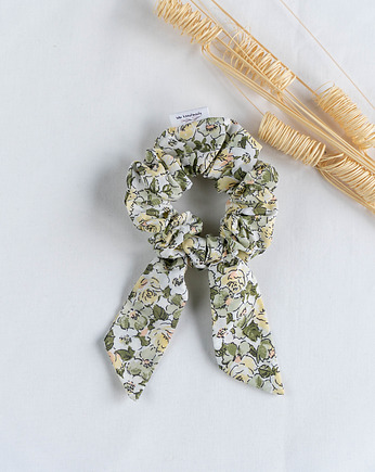 Scrunchie ZIELONE KWIATY, wu handmade