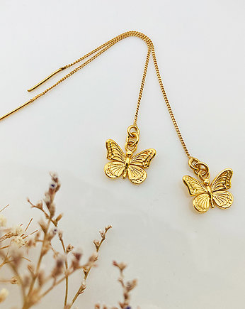 Złote kolczyki motylki, motyle na prezent, Anemon Atelier