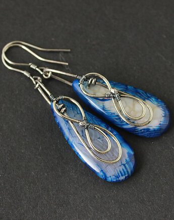 Kolczyki Meaya - agat i oksydowane srebro, Anna Mroczek