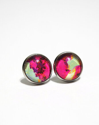 Kolczyki - Fuksja, seledyn - stal, yenoo