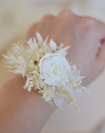 Korsarz komunijny na rękę ivory, ozdoba na świecę, Projekt wianki