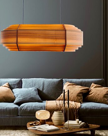 LampyLas AURORA designerska lampa wisząca drewniana vintage, LampyLas