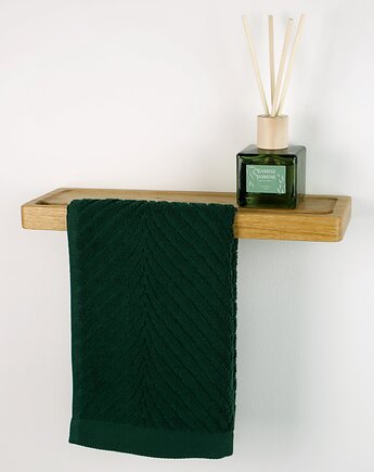 Mała półka do łazienki z uchwytem na ręcznik  dębowa, POZYTYWNIE W DREWNIE