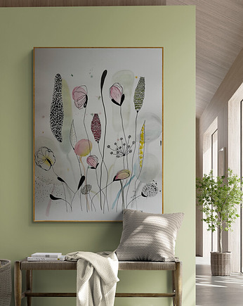 Polne kwiaty, malowany obraz, AAS Art Studio