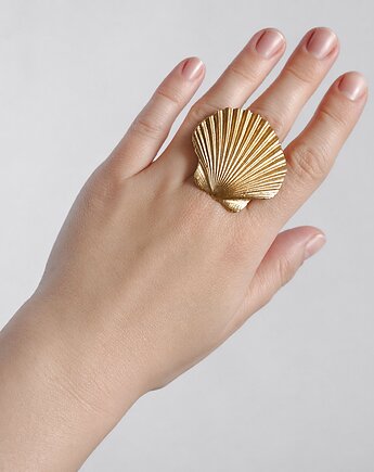 Pierścień z prawdziwej muszli : złota muszla L, kaktusia