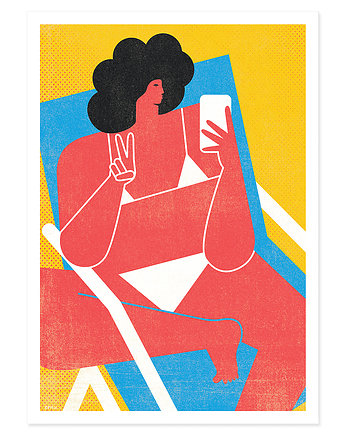 Plakat, Dziewczyna na leżaku, Plaża, Słońce, Galeria EMU