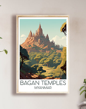 Birma - Świątynie Bagan - Plakat, pamiątka dla podróżnika, Black Sapphire Art