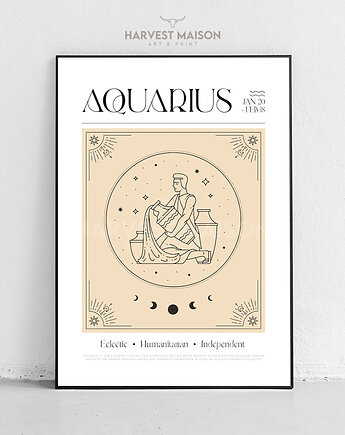 Plakat Znak Zodiaku Mystical Art Wodnik Prezent Dla Niej, Harvest Maison