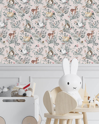 TAPETA w rolce - WOODLAND PINK, Pastelowelove