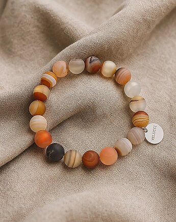 Bransoletka Ochre, naturalny agat i srebro 925, Velucci