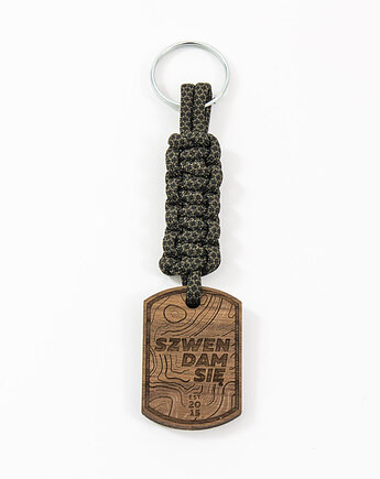 Brelok do kluczy drewniany SZWENDAM SIĘ/NIEŚMIERTELNIK paracord, Szwendam sie