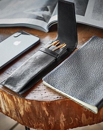 Eleganckie etui na długopisy pióra skórzane czarne belveder BD23, Belveder