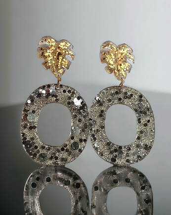 UNIKATOWE klipsy z żywicy : kolekcja GLAM., kaktusia