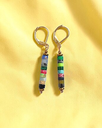 Patyczki: kolorowy mix kamieni: 49mm, bigle zamknięte, kaktusia