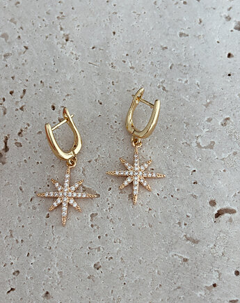 Kolczyki pozłacane Gwiazdka z cyrkoniami, Chmolowska Jewellery