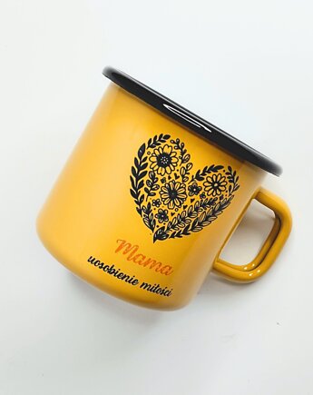 Kubek na dzień mamy, emaliowany morelowy 370 ml, DODUMU
