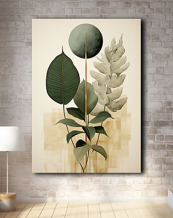 Tropikalne liście - Obraz na płótnie - Druk, Blejtrama - Loft, Minimalizm #6, Black Sapphire Art