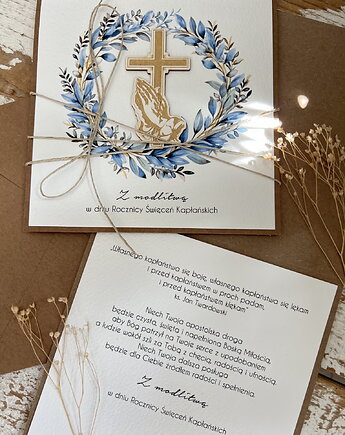 Ręcznie robiona kartka dla księdza na rocznicę święceń kapłańskich, sorte