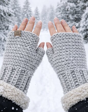 Mitenki wełniane  szare, Las i Łąka