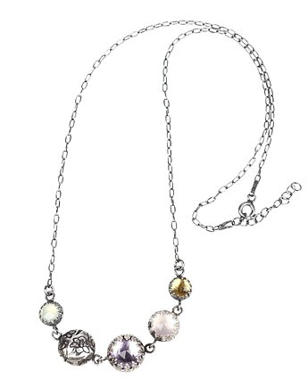 Srebrny naszyjnik Dream z kolorowymi kamieniami szlachetnymi, Blooming Stones