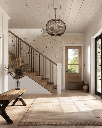 Tapeta Ptaki na kremowym niebie, Bluebird Design