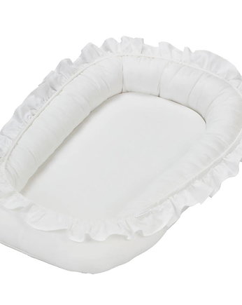 Gniazdko niemowlęce BASIC z falbanką Białe, Cotton & Sweets