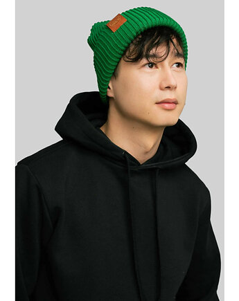 Czapka zimowa z bawełny organicznej zielona, KABAK