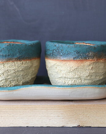 Podwójna, mała doniczka ceramiczna, Otuliny Ceramika dla roślin