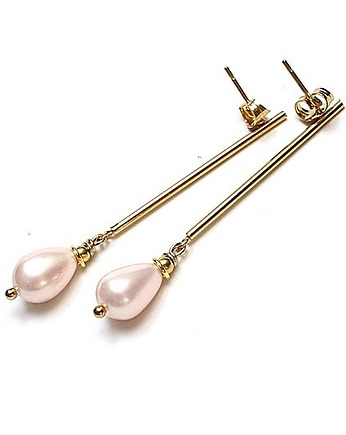 Kolczyki pozłacane Alloys Collection - Stick /light rose pearls/, KiKa pracownia