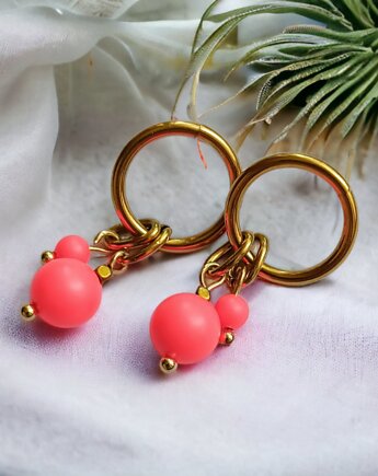 Swarovski neon pearls : neon red, kaktusia