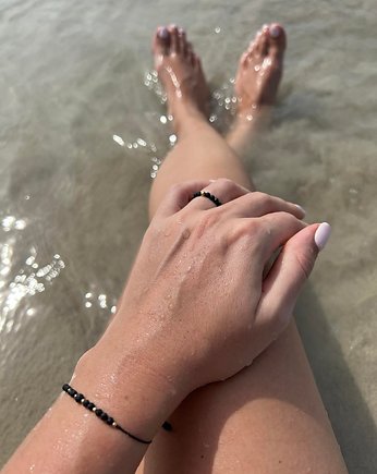 Czarny komplet wakacyjny bransoletka i pierścionek - kamień spinel, OKAZJE - Prezenty na 18 dla koleżanki