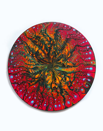 Okrągły obraz "Strange thing" średnica 40 cm, świeci w UV abstrakcja, Akrylove art