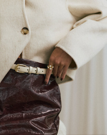 Pasek skórzany Beżowy Little Creamy, bellera