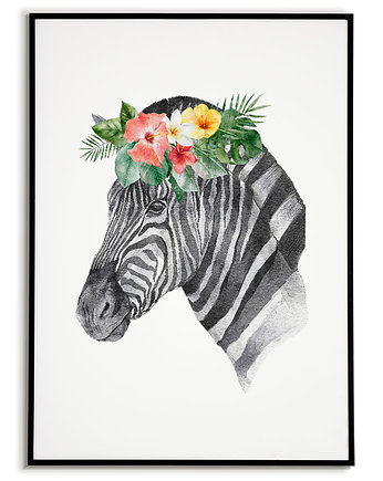 Plakat ZEBRA zwierzę z kwiatami obraz do każdego wnętrza, Bajkowe Obrazki