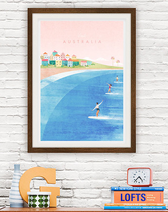 Australia - vintage plakat A3 art giclee, minimalmill