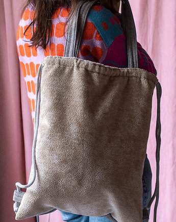 Kremowo-szary plecak torba 2w1, raspberi