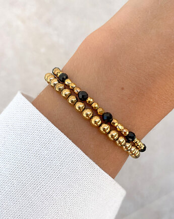 Bransoletki na gumce - czarny turmalin z hematytem, Bring Biżuteria