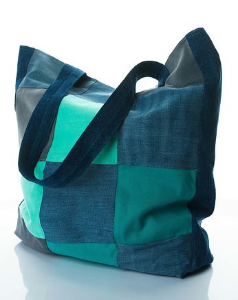 Taszka na zakupy z jeansu Zielona, torby TASZA