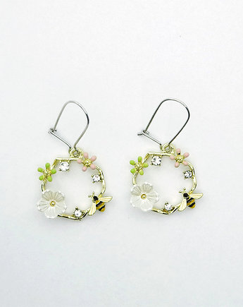 Kolczyki wiszące - Wianek, pszczółki, yenoo