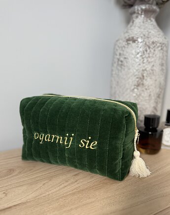 Kosmetyczka pikowana z haftem "Ogarnij sie", Boski Bajzel